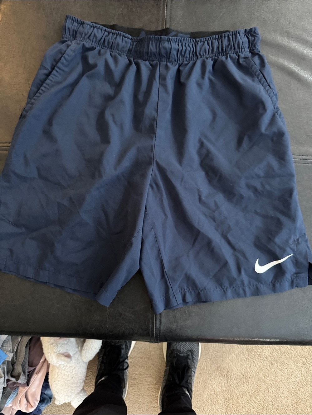 Nike Men’s Dark Navy Athletic Shorts with White Swoosh
